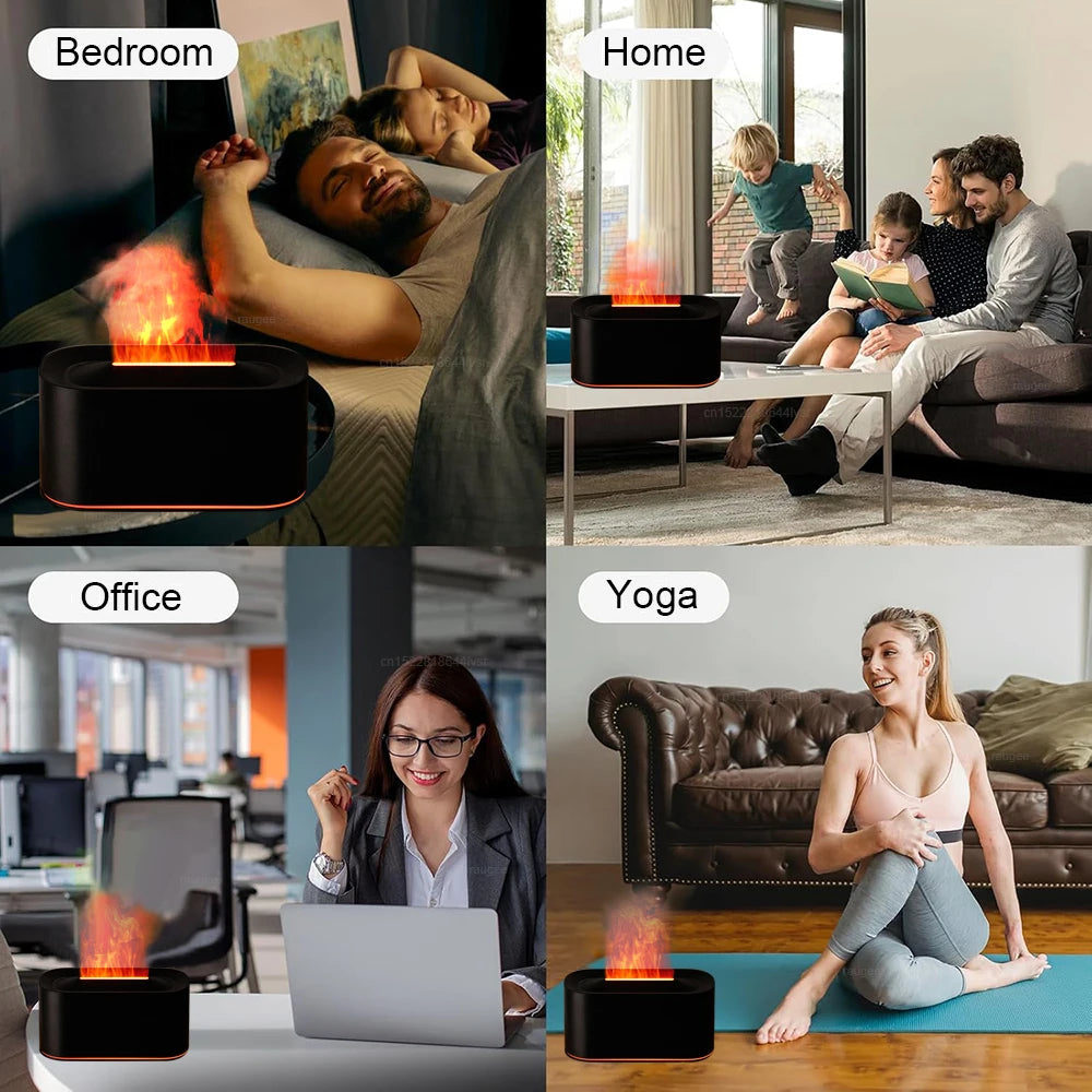 Aroma Essential Oil Flame Humidifier Diffuser with Night Light