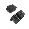 Black waterproof relay and fuse box with an ATC/ATO blade holder.