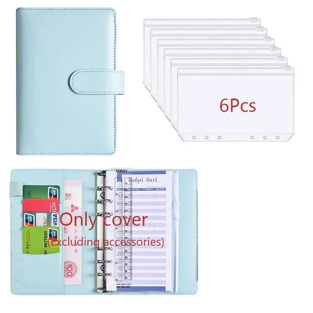 A6 PU Leather Budget Binder with Cash Envelope Organizer