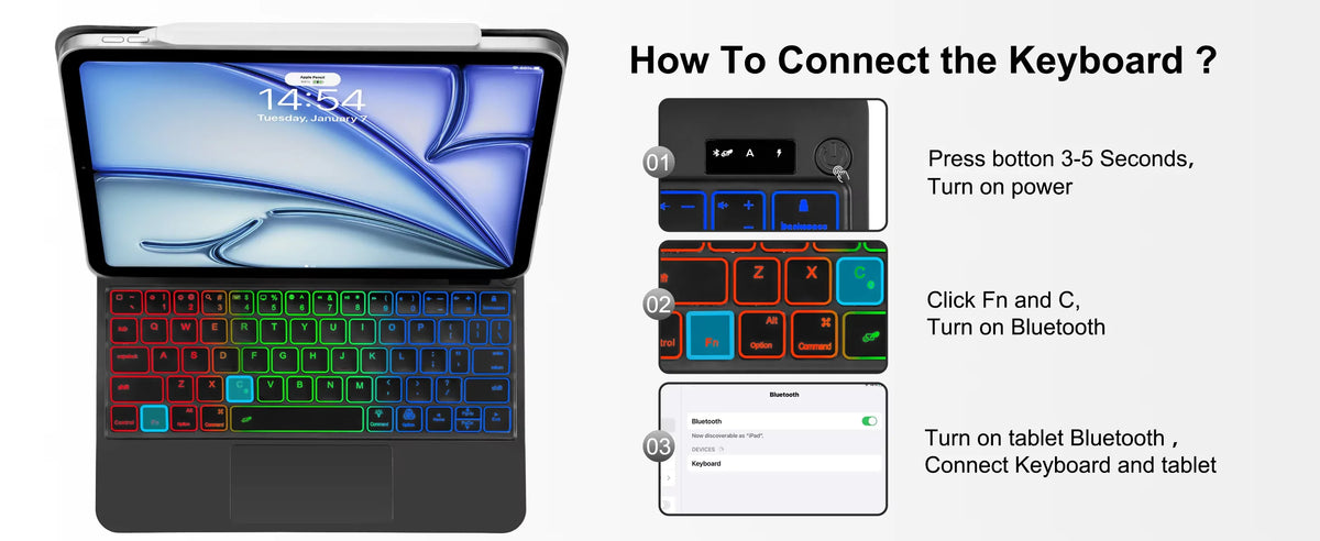 Slim Bluetooth Keyboard Case for iPad Air