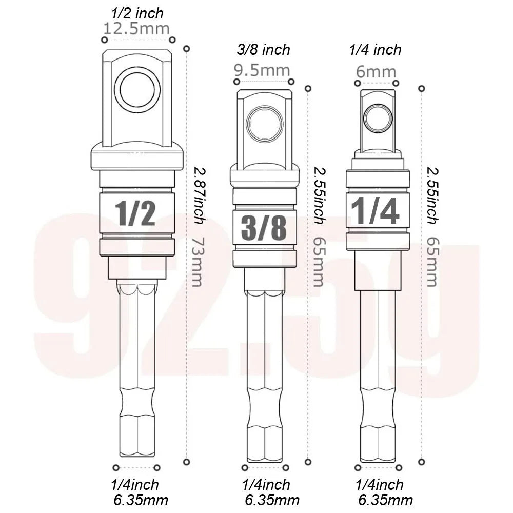 105° Right Angle Drill Attachment with Hex Shank Socket Adapter Set