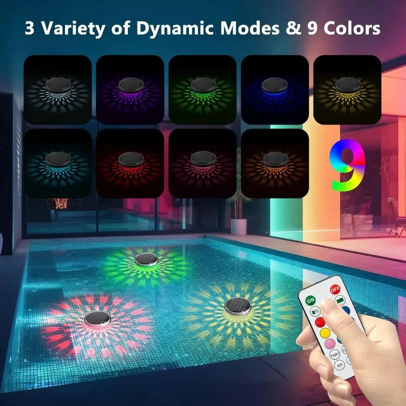 Solar-Powered RGB Pool Light with Remote Control