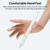 A hand is holding a clear magnetic stylus pen designed for touch screens.