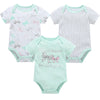 Cotton Short Sleeve Baby Bodysuits – Floral Print, 0-12 Months