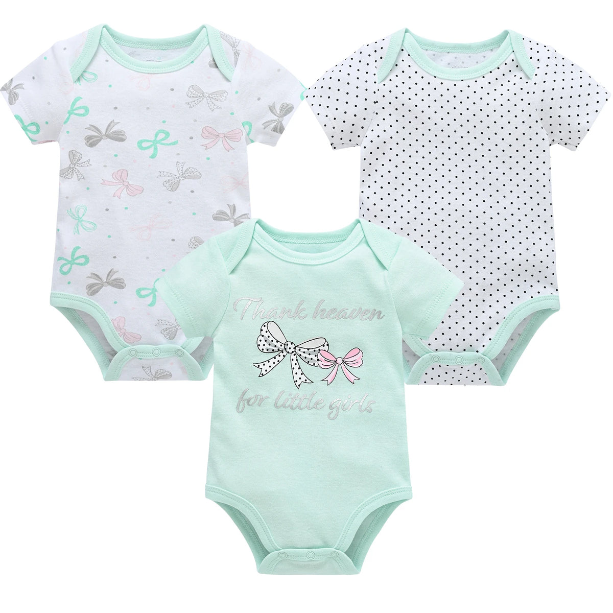 Cotton Short Sleeve Baby Bodysuits – Floral Print, 0-12 Months
