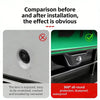 Comparison showing a car camera lens before and after installation, highlighting its waterproof and dustproof protection.