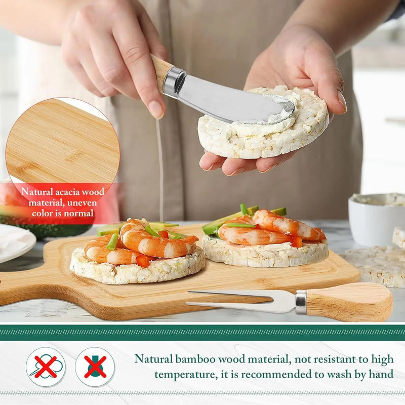 Bamboo Charcuterie Board Set with Cheese Tools