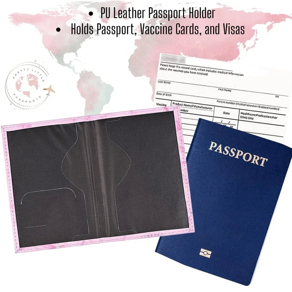 Embroidered Letter Passport Holder with Card Pocket