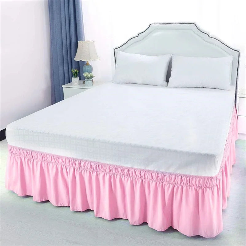 Ruffled Bed Skirt with Elastic Band – No-Lift, Wrinkle-Resistant Design