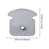 Gray quilted water-absorbent stroller and car seat protector cushion with dimensions 38cm by 40cm.