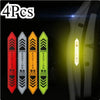 Four reflective warning stickers for car doors, featuring various chevron designs.