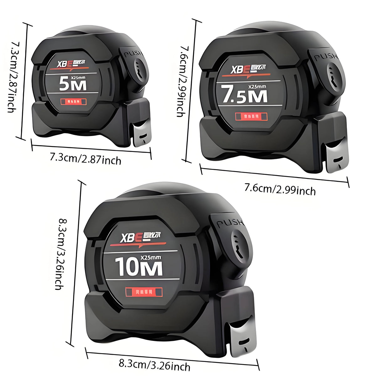 Self-Locking Fluorescent Steel Tape Measure