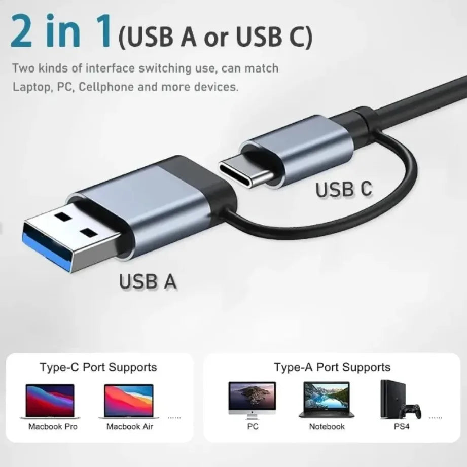 8-in-2 USB-C Hub with SD/TF Card Reader and Audio Jack