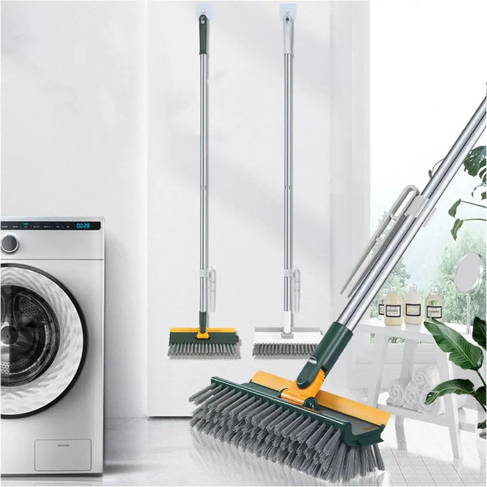 Rotatable Long-Handle Floor Scrub Brush with Squeegee