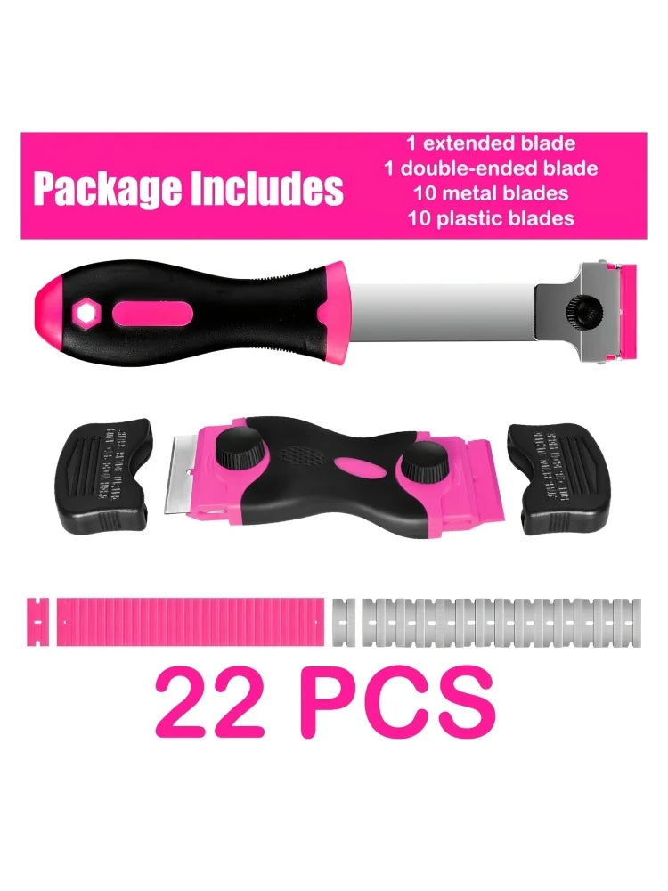 22-Piece Multi-Purpose Scraper Kit with Metal and Plastic Blades