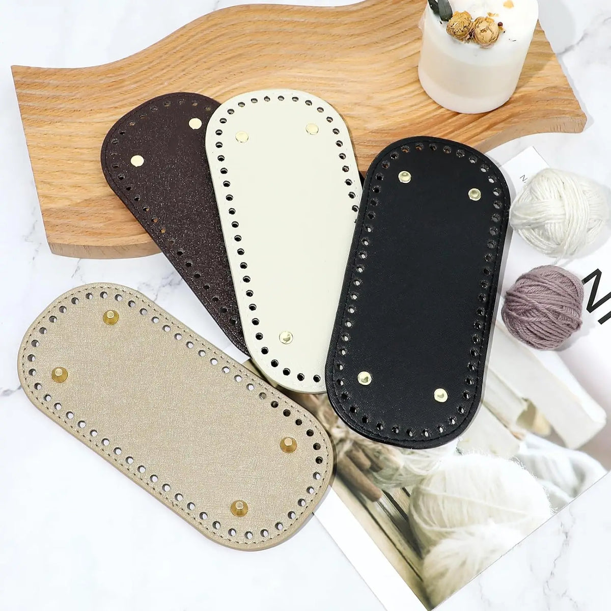 PU Leather Crochet Bag Base with Metal Feet