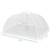 A translucent mesh food cover shaped like a dome, shown with dimensions 18cm high and 38cm wide.