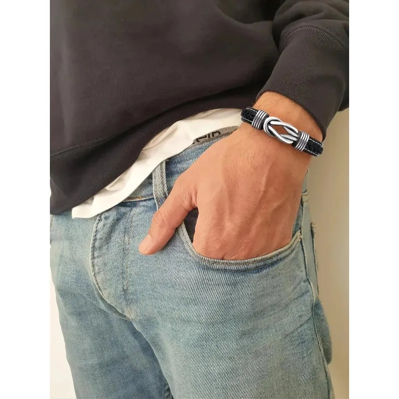 Infinity Knot Leather Bracelet for Men