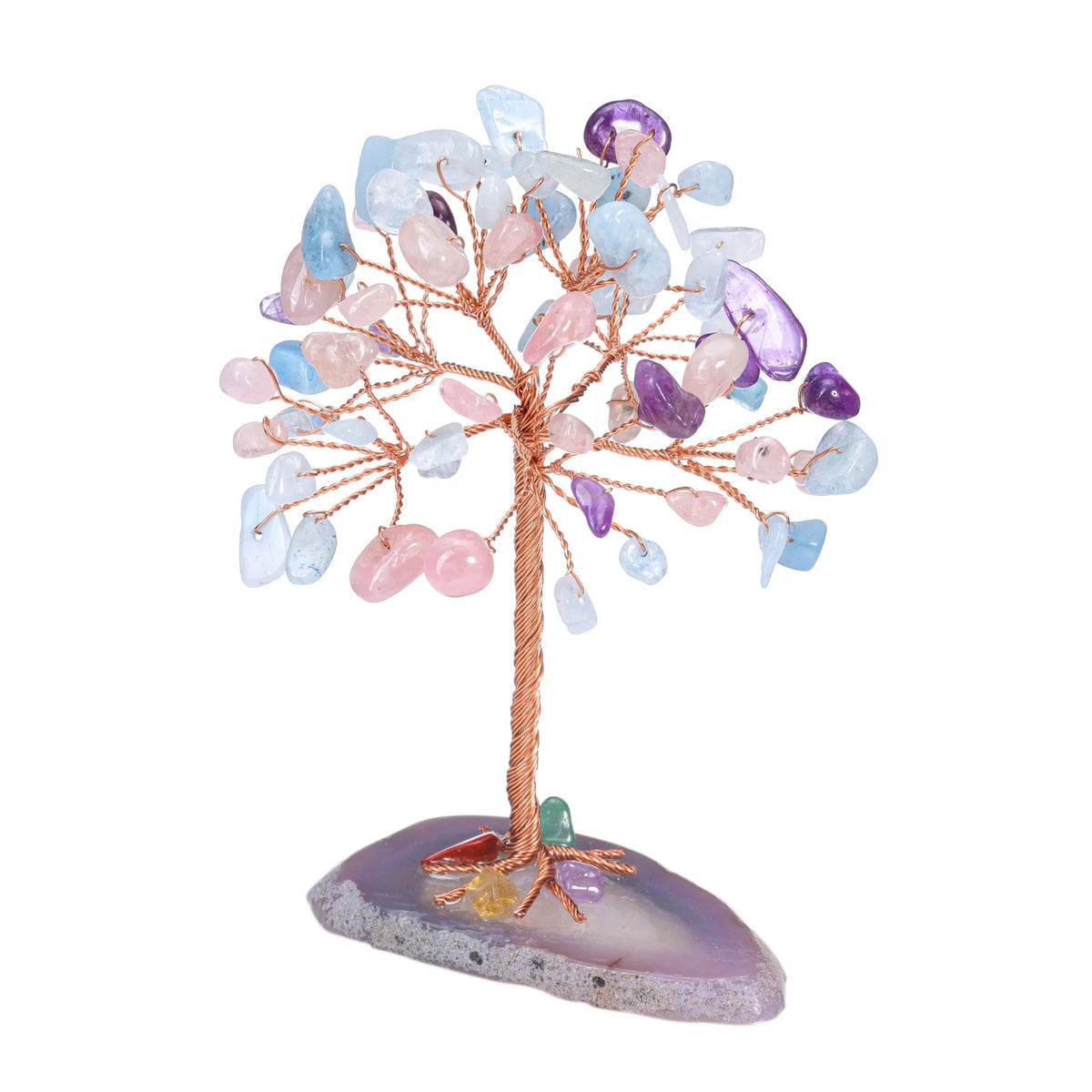 Amethyst Crystal Tree of Life on Natural Agate Slice Base