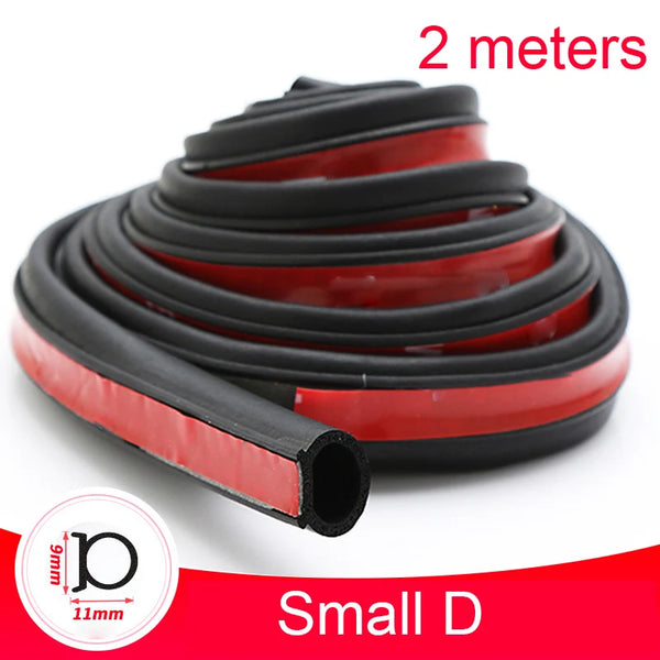 Rollo de 2 metros de tiras de goma EPDM negra y roja para sellos de puertas de coche, talla pequeña D.