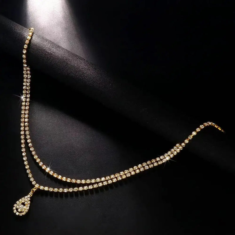Rhinestone Water Drop Waist Chain
