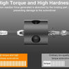 Diagram showing how a high torque and high hardness twisting part absorbs collision force to prevent damage to a screwdriver.