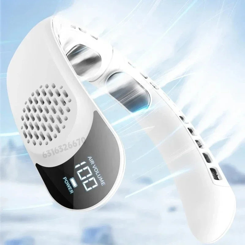 Portable Bladeless Neck Fan with 4000mAh Battery & LED Display