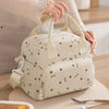 Strawberry Corduroy Insulated Lunch Bag with Large Capacity