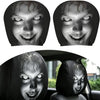 A set of two Ghost Face headrest covers featuring a menacing, grinning face design.