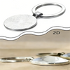 Silver 2D key chain with a circular, textured disc and a split ring loop.