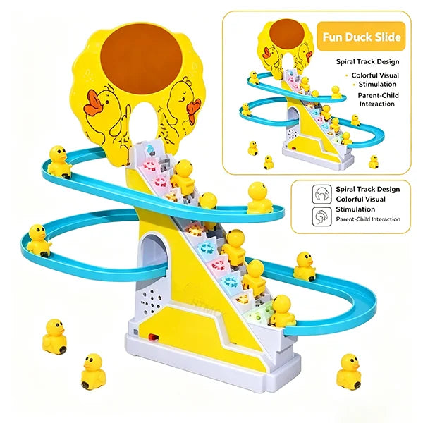 Yellow and blue duck stair climbing track toy for parent-child interaction