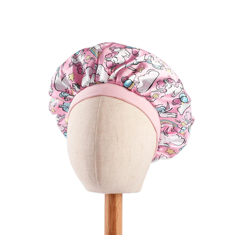 Butterfly Print Satin Sleep Cap for Kids