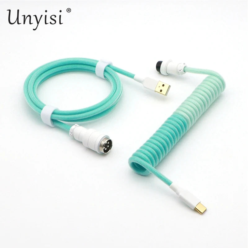 Handcrafted Coiled USB-A to Type-C Cable for Mechanical Keyboards