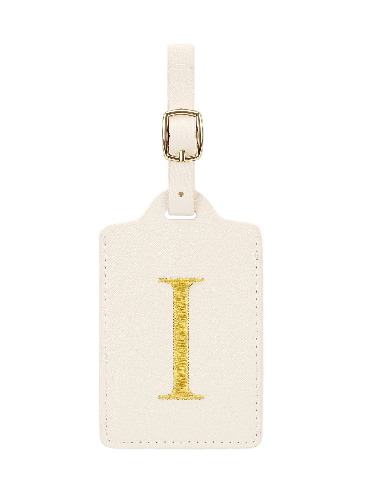 Personalized Embroidered Leather Luggage Tag with Letter Initial