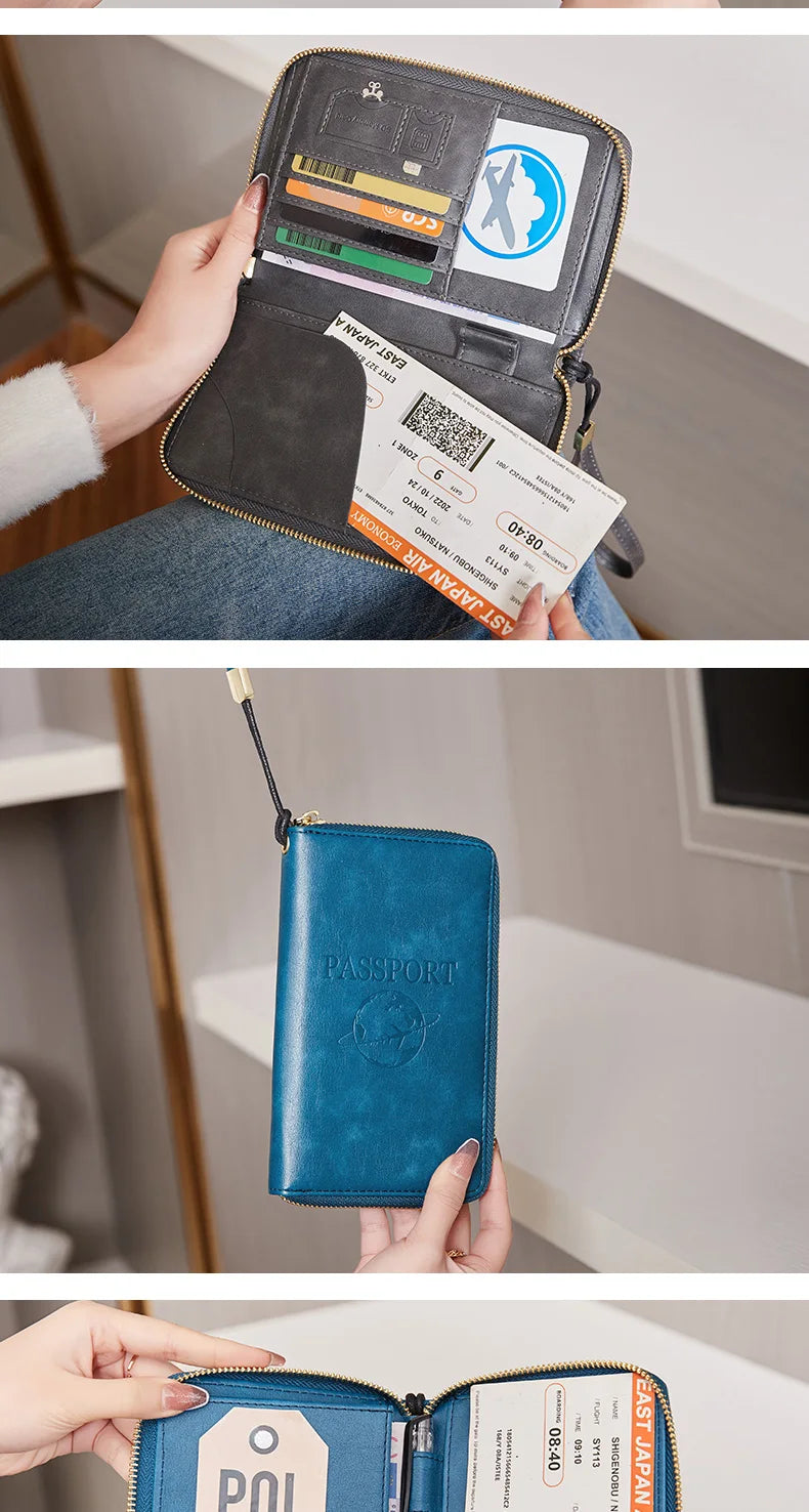 RFID-Blocking Travel Passport Holder with Card Slots