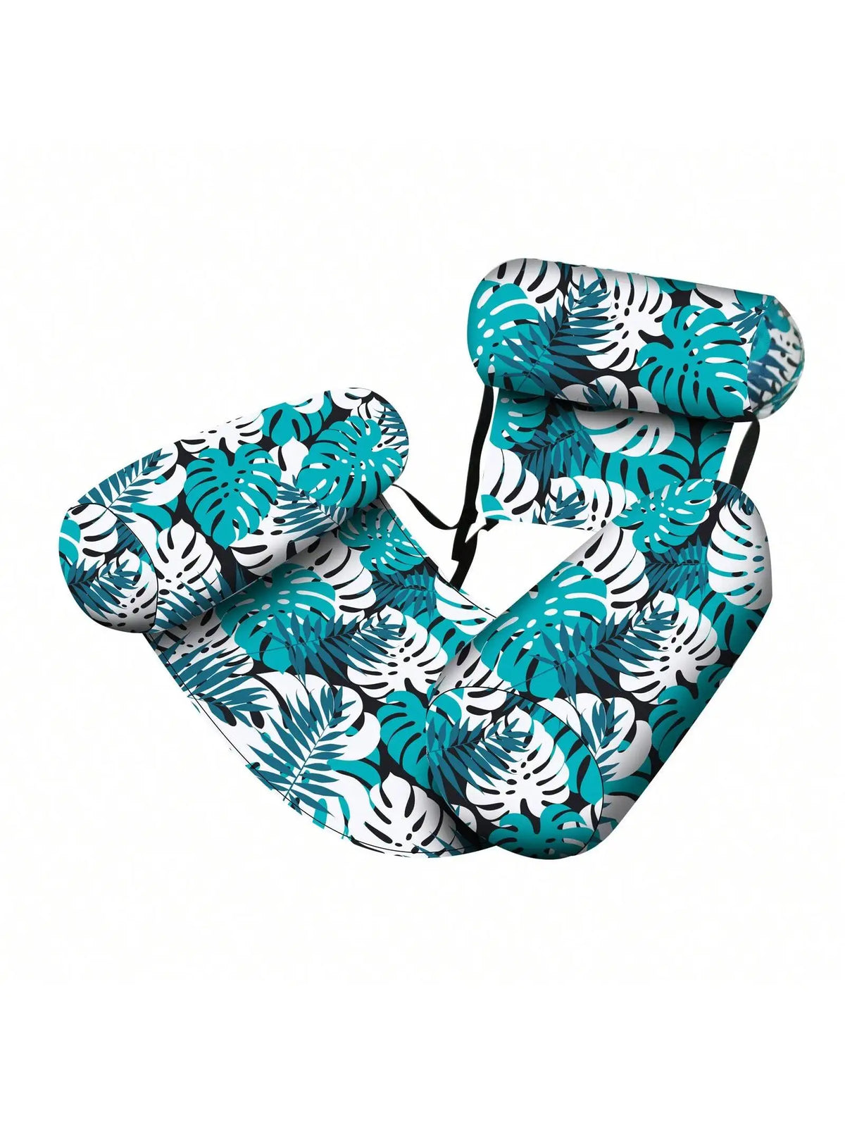 Inflatable Water Hammock with Armrests – Tropical Leaf Pool Lounger for Adults