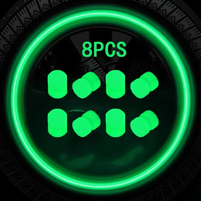 Glow-in-the-Dark Valve Caps for Car, Motorcycle & Bicycle Wheels (Set of 20)