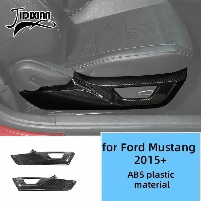 Black carbon fiber grain decorative trim kit for Ford Mustang 2015 and newer vehicles