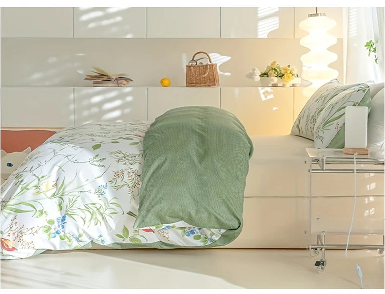 Botanical Leaf Print Duvet Cover Set with Pillowcases