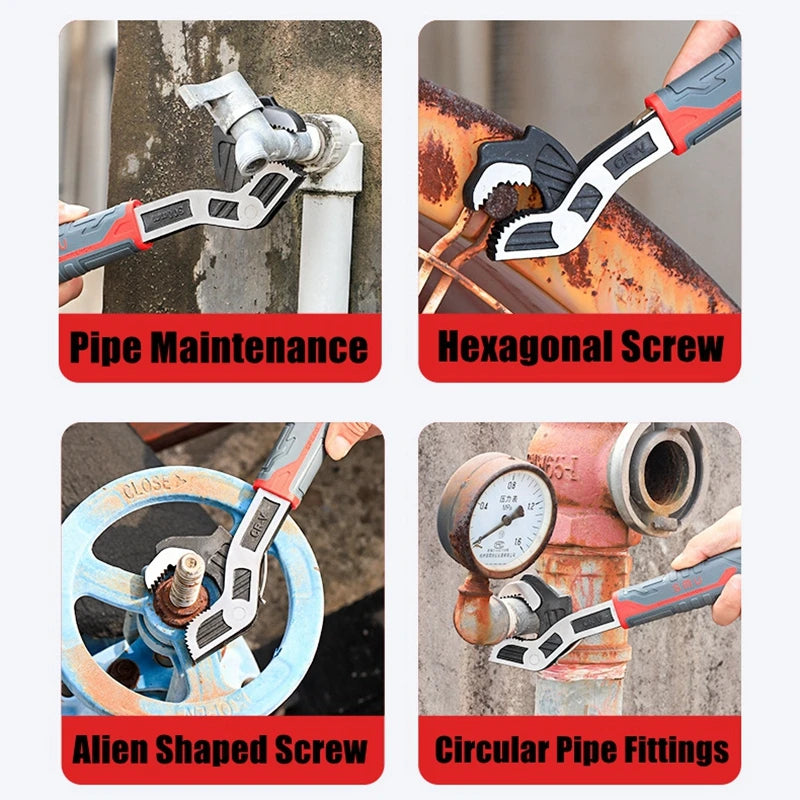 Self-Locking Pipe Wrench with Adjustable CR-V Steel Jaws
