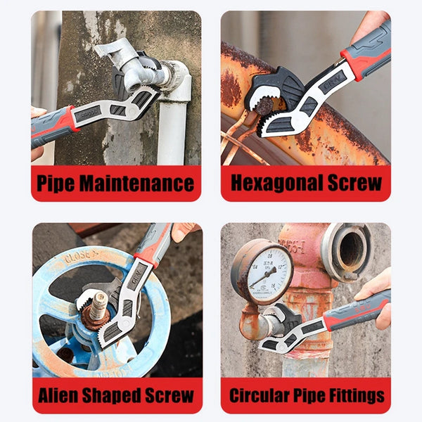 Self-Locking Pipe Wrench with Adjustable CR-V Steel Jaws