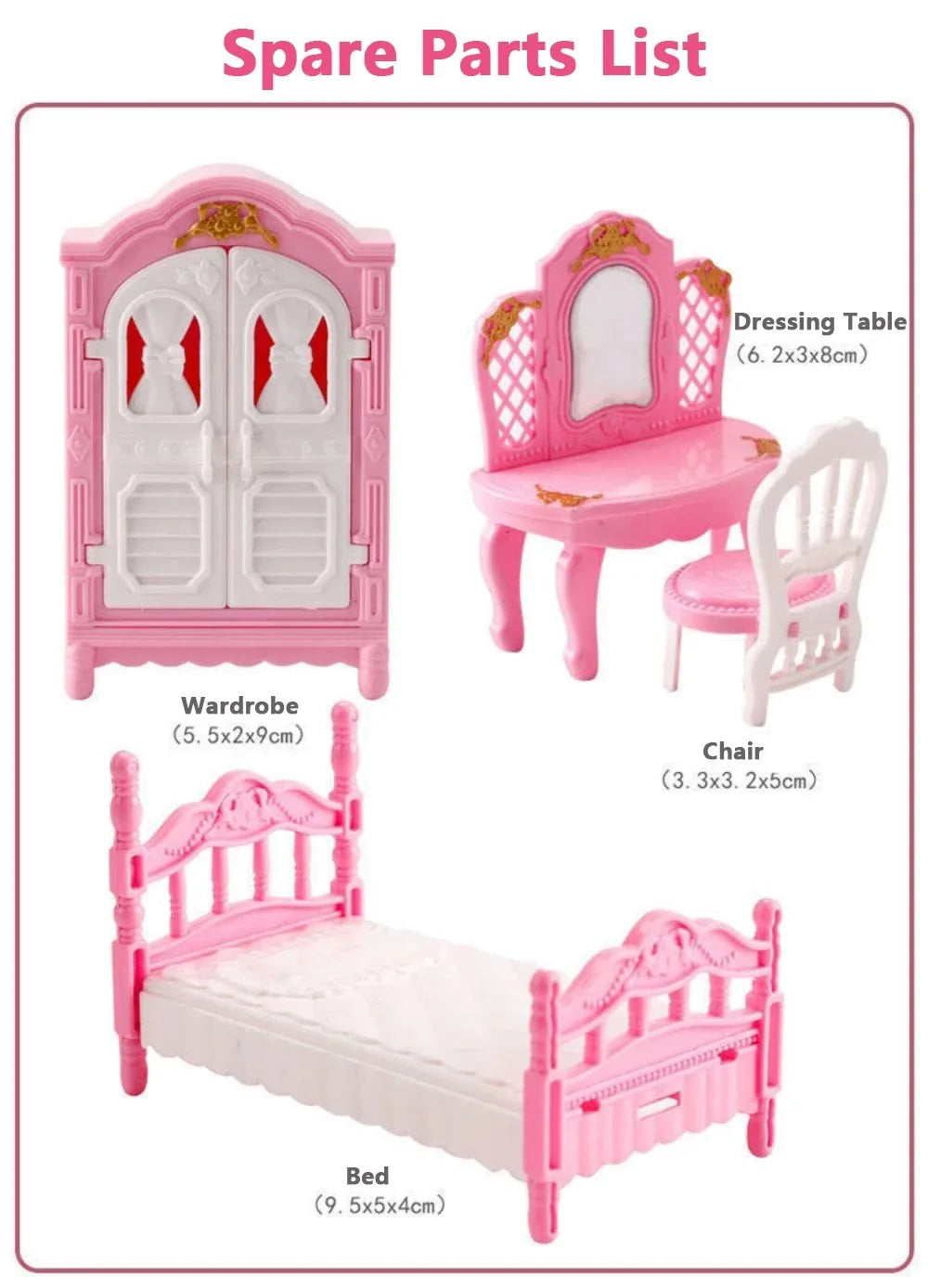 Kawaii Pink Dollhouse Kitchen Furniture Play Set