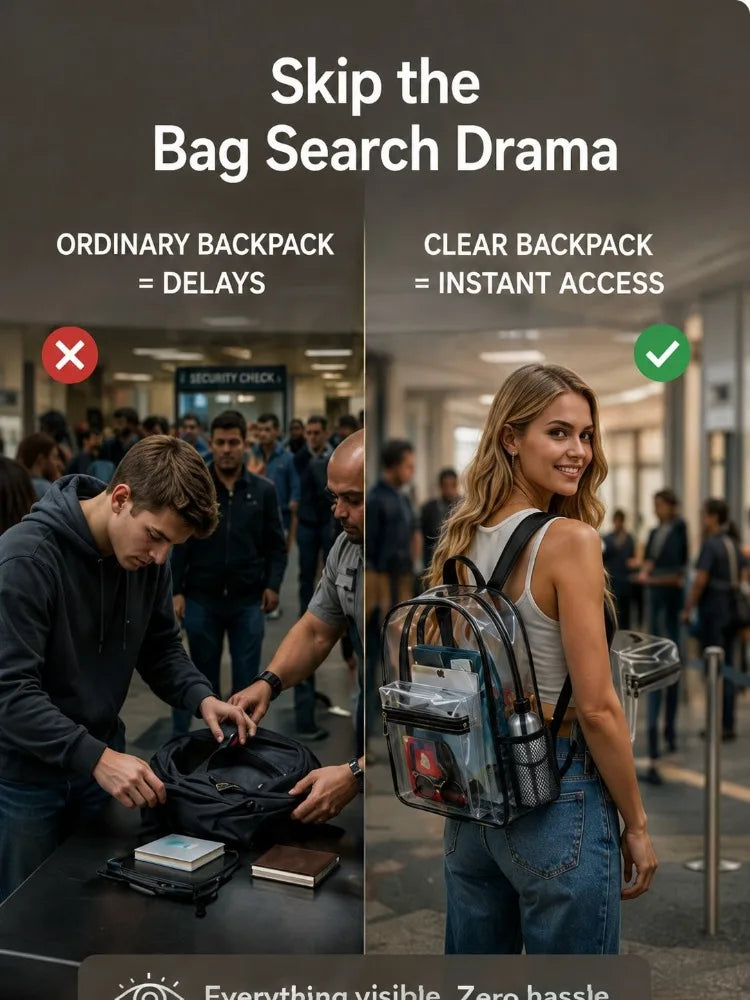 Heavy-Duty Transparent PVC Backpack with Padded Straps