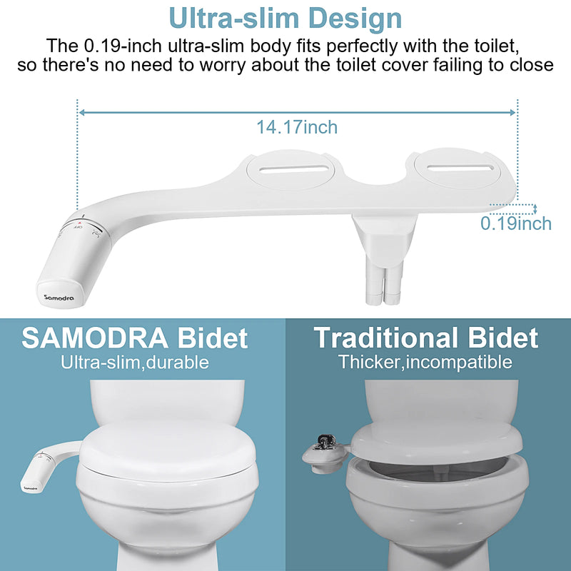 Ultra-Slim Dual Nozzle Bidet Attachment