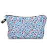 A blue and white ECG print nurse-themed makeup bag with a zipper closure.