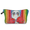A makeup bag featuring an ECG print nurse theme with a zipper closure, displaying a face with dripping makeup.