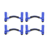 Four blue Jeep Wrangler grab handle mount arms with black pull tabs for roll bar installation