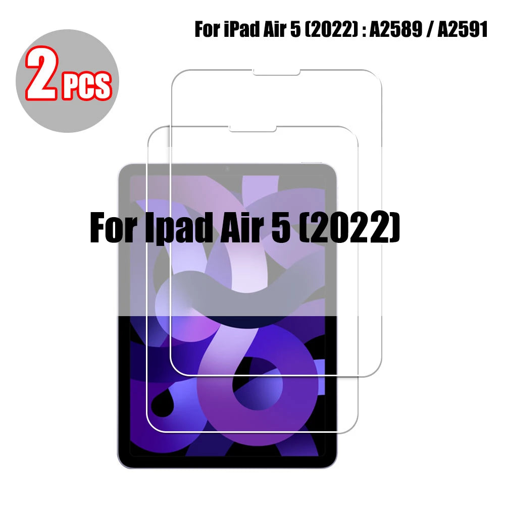 Two tempered glass screen protectors for the iPad Air 5 (2022) model.