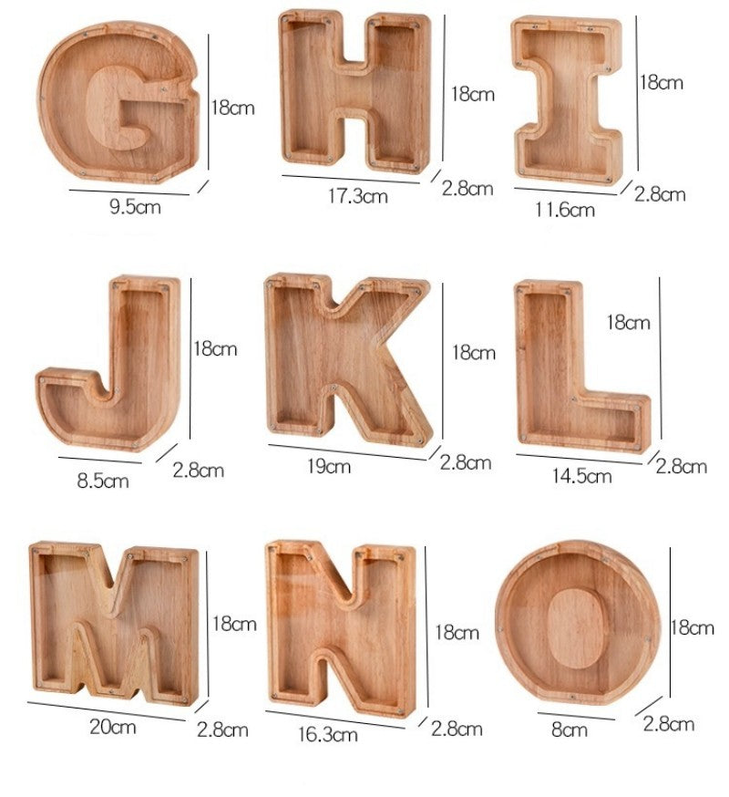 Wooden Alphabet Piggy Bank – Educational Coin Savings Box