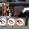 Set of five grit sandbelts for an angle grinder, including 60 to 600 grit belts and various adapters.